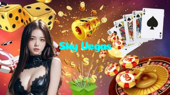 Sky Vegas casino presented on mobile device in Pakistan with slots and live games